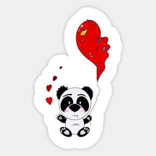 Sad valentines Panda Sticker